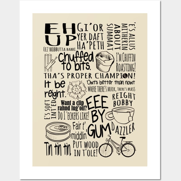 Yorkshire colloquialism- funny sayings and phrase from up t'North Wall Art by IceTees